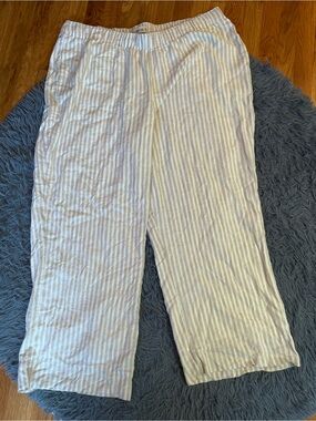 Abercrombie & Fitch Cream and Tan Striped Wide Leg Pants